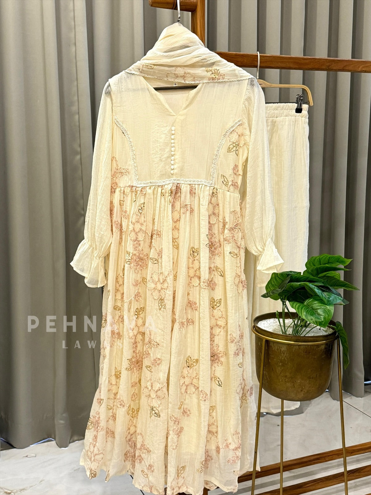 Petal Lace Work Ensemble-3466 - Pehnava Lawns