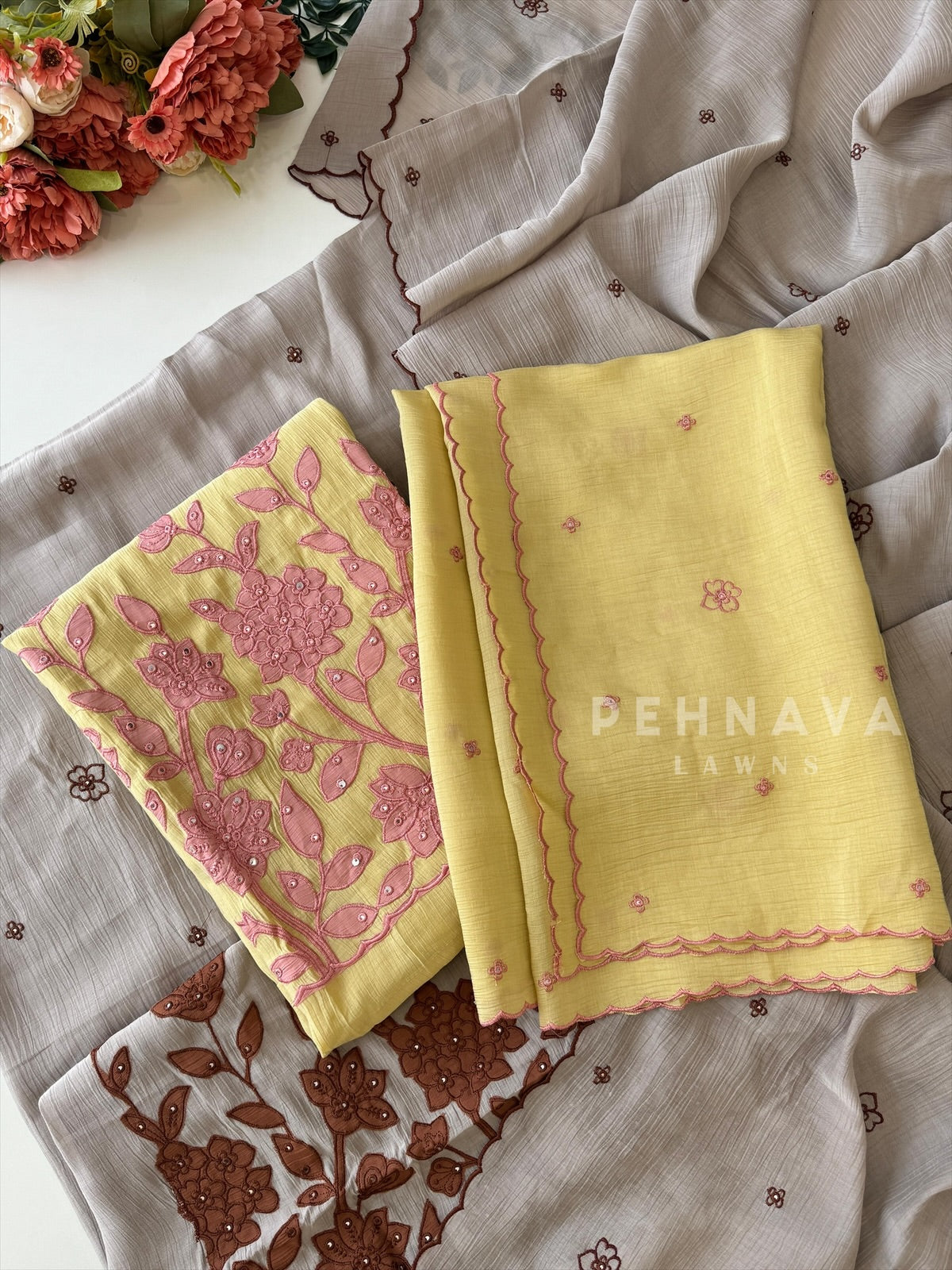 Chanderi Applique Suit