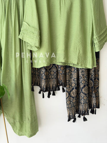 Farshi Shalwar Set with Ajrak Printed Dupatta-B269 (With Assorted Color and print Dupatta)