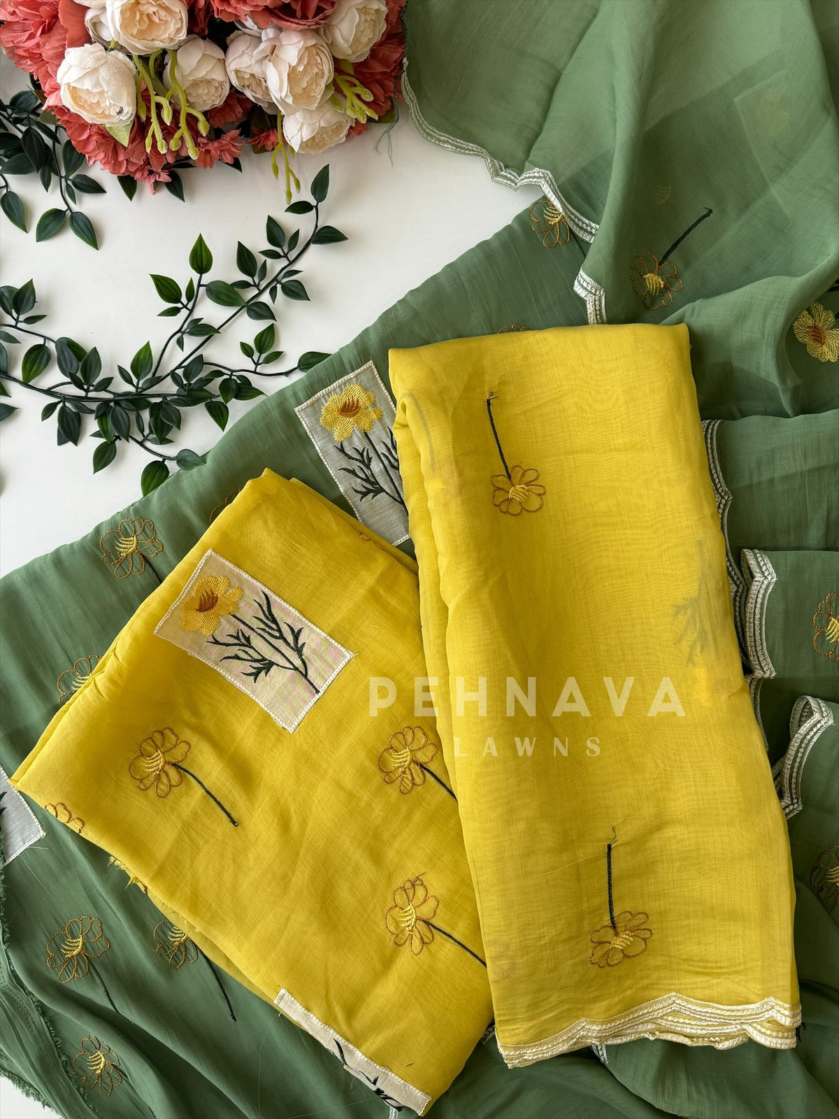 Chanderi Embroidered Unstitched Suit-12771 - Pehnava Lawns