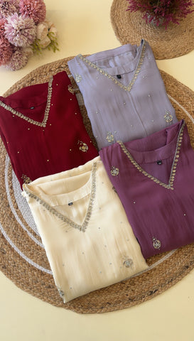 Viscous organza handworked suit-with color options