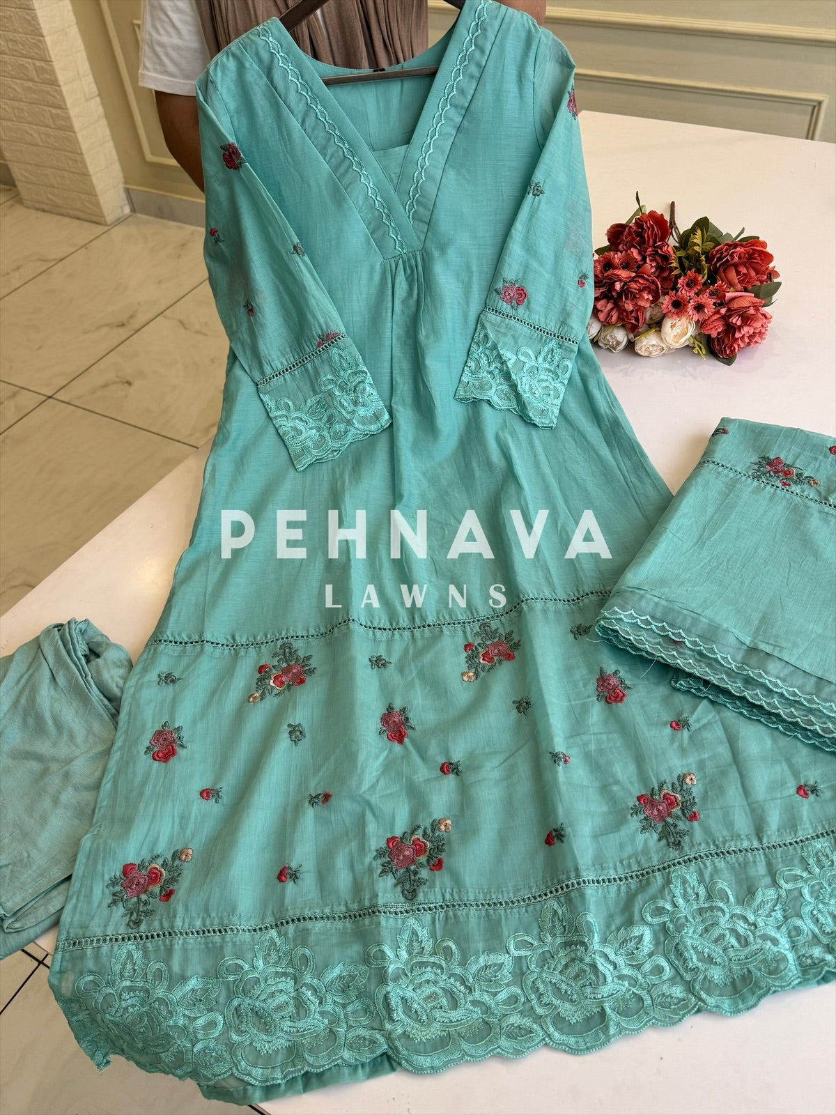 Premium Chanderi Festive Anarkali suit - Pehnava Lawns