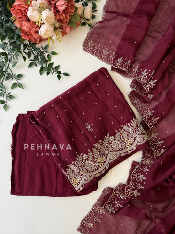 Chanderi Handworked Unstitched Suit-18566