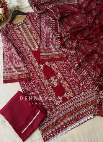 Signature Embroidered lawn Unstitched Suit 3650