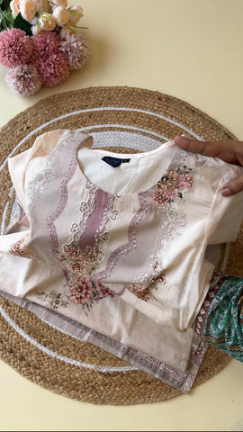 Pure cotton pakistani pattern suit with pure cotton scalloped dupatta