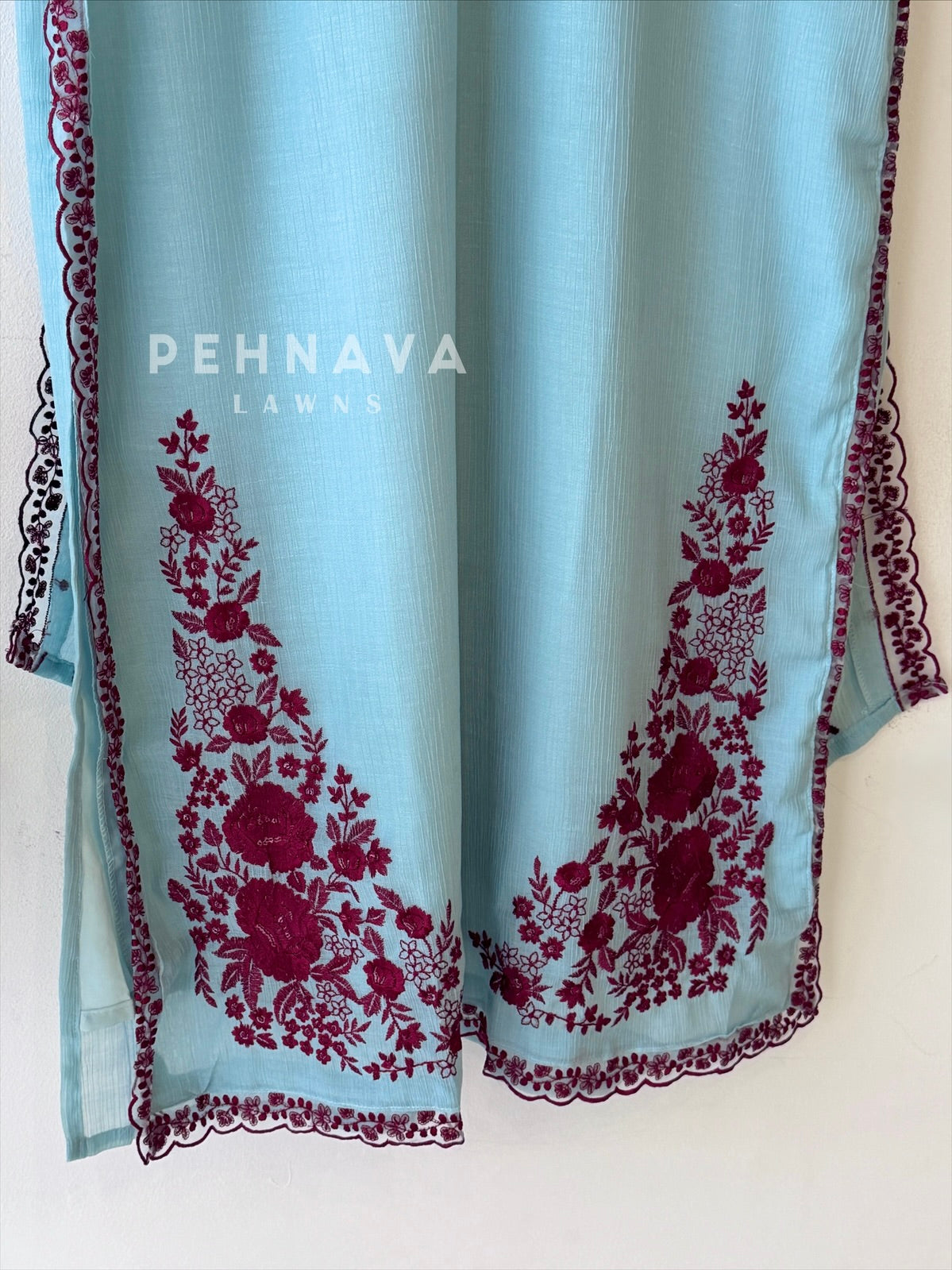 Crushed Cotton Embroidered Ensemble