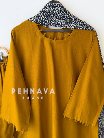 Animal Printed Dupatta Three Piece Set-2396