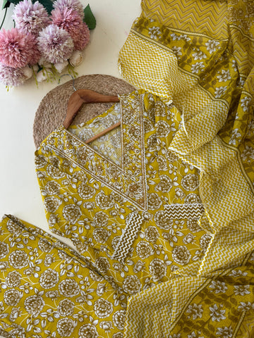 Pure Cotton 3 Piece floral Suit-8929