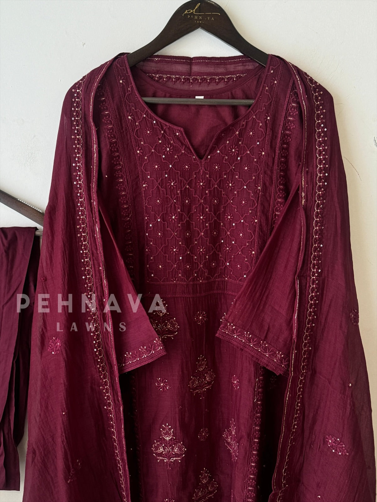 Premium Chanderi Handworked Ensemble-No.8 - Pehnava Lawns
