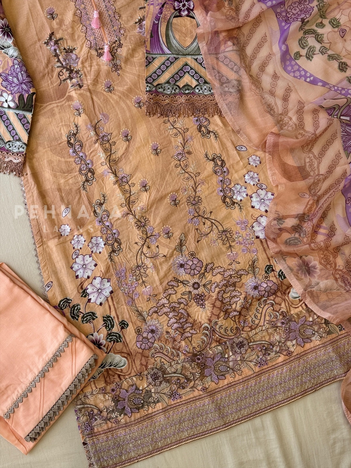 Floral Embroidered Cotton Suit -4104