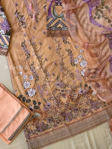 Floral Embroidered Cotton Suit -4104