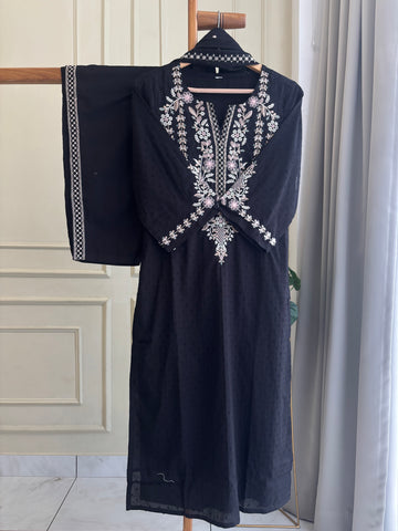 Elegant Cotton Embroidered suit-0302
