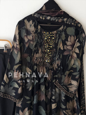 Mirror Embellished Printed Suit-13136