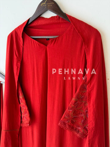 Embroidered Lace Detailed Suit-1001