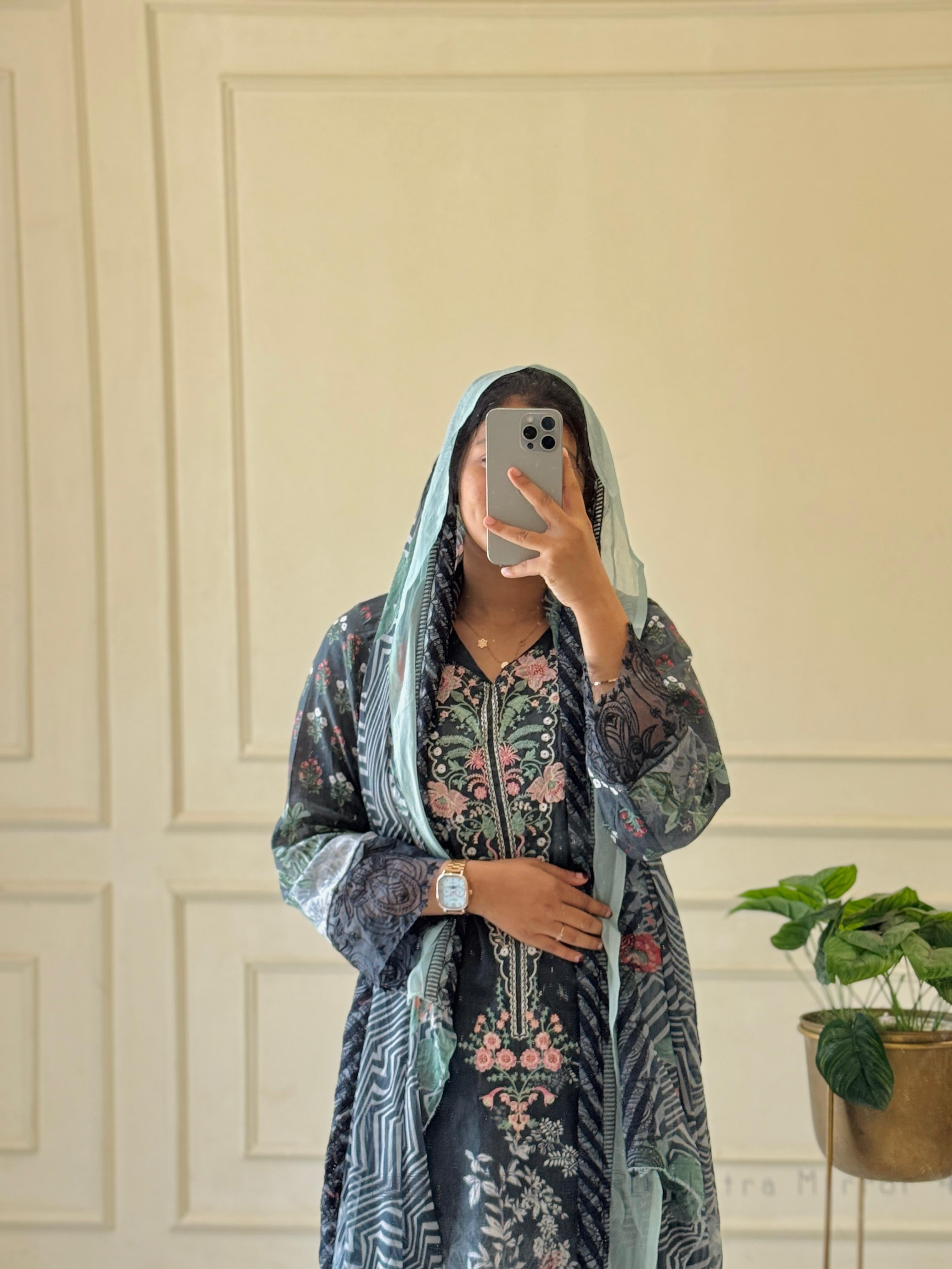 Floral Printed Casual Wear Cotton Suit-3723