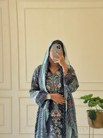 Floral Printed Casual Wear Cotton Suit-3723
