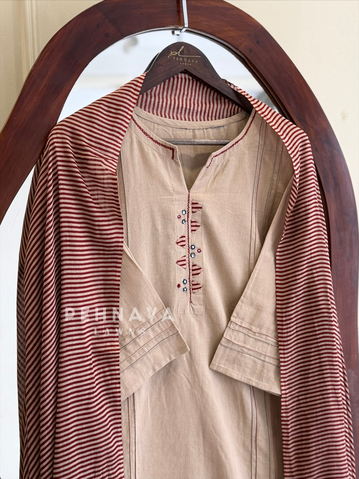 Mirror Embroidered Three Piece Set