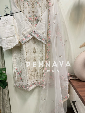 Organza embroidered suit-1232