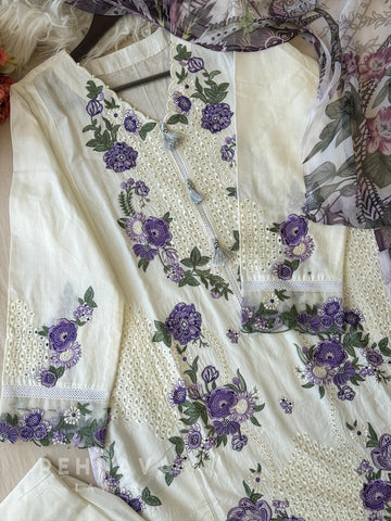 Cotton Embroidered Suit