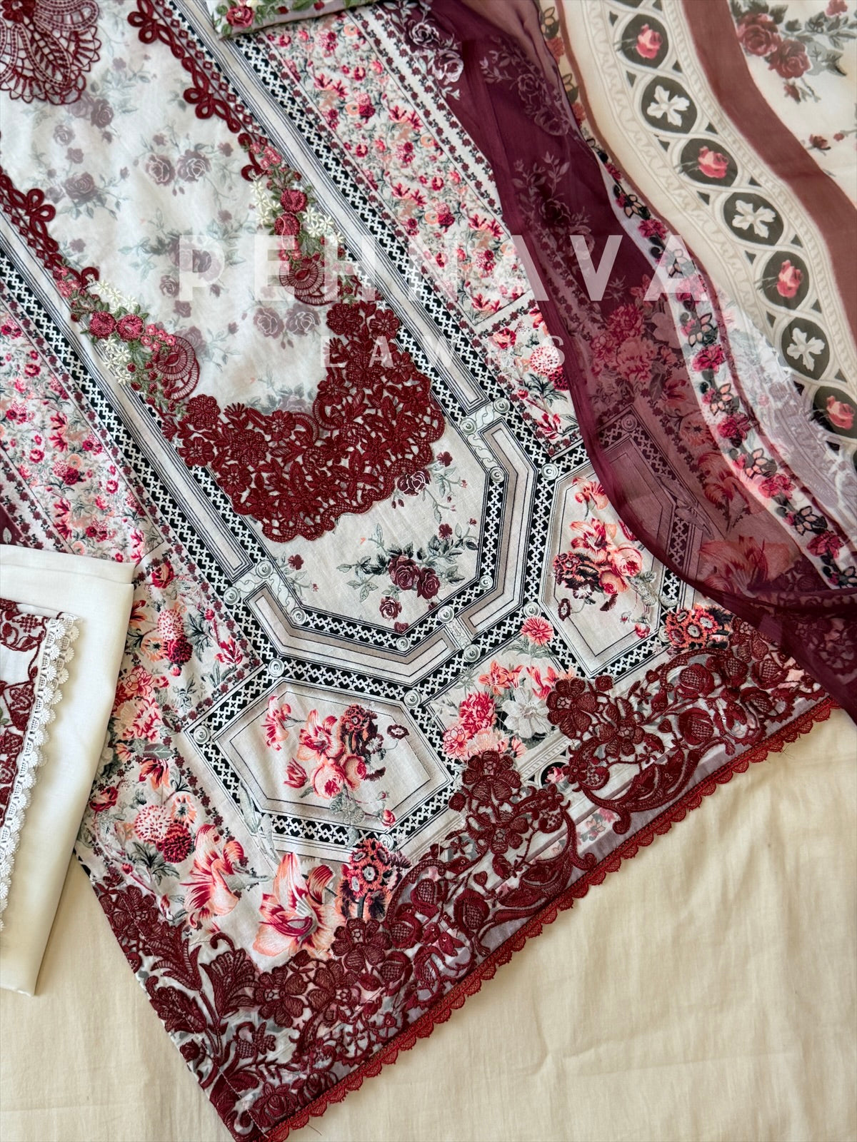 Signature Embroidered Lawn Unstitched Suit 1847