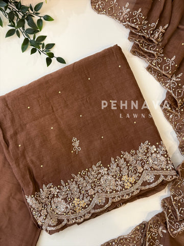 Chanderi Handworked Unstitched Suit-18566