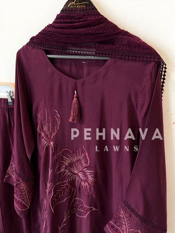 Muslin Embroidered Ensemble D003