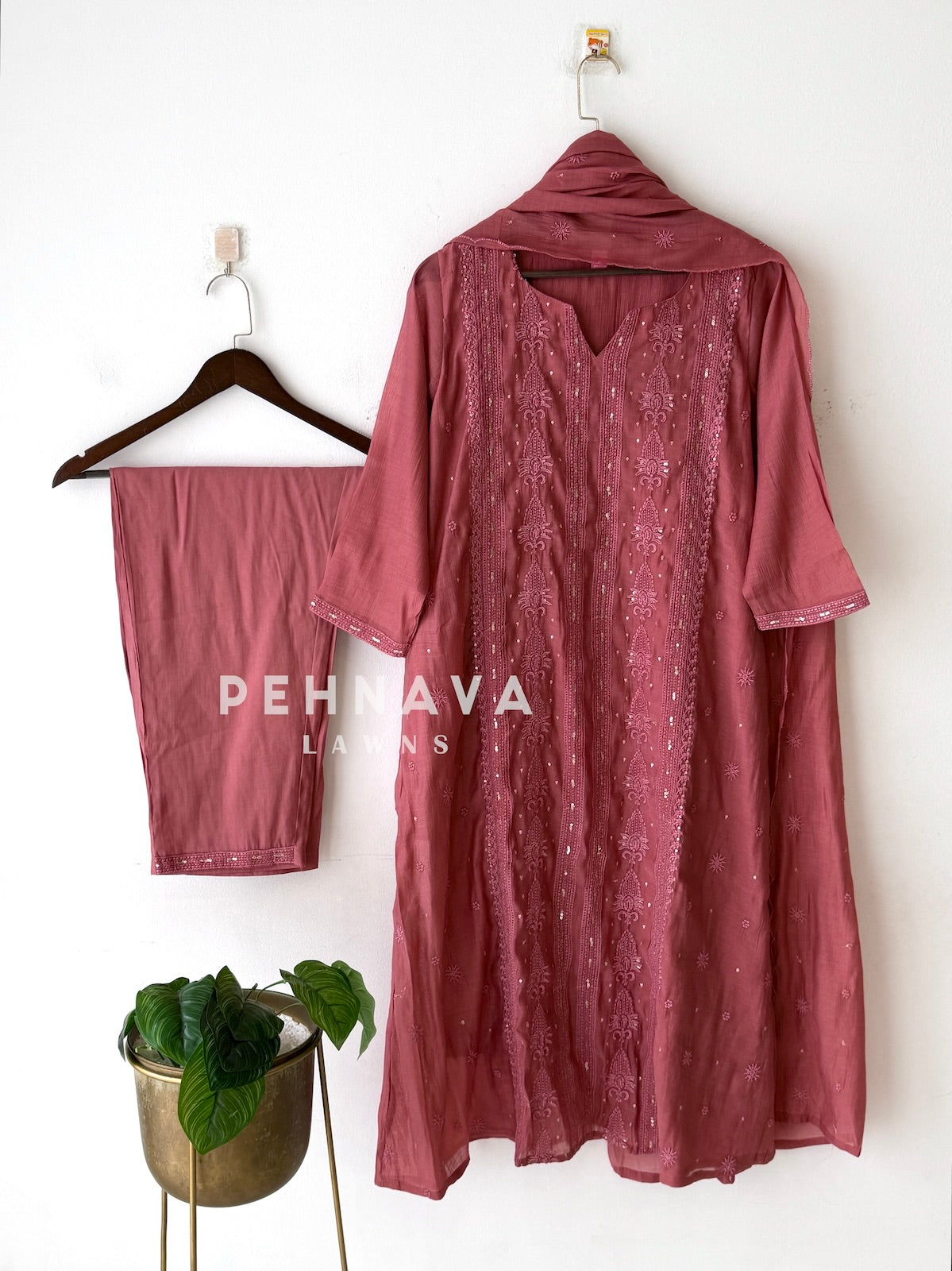 Embroidered Panel Imported Ensemble-13154
