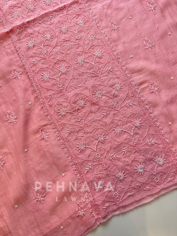 Pink Authentic Chikankari Unstitched  Suit - Pehnava Lawns
