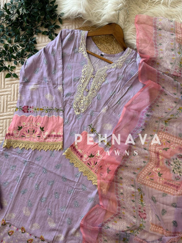 Purple Casual Cotton Suit-1298