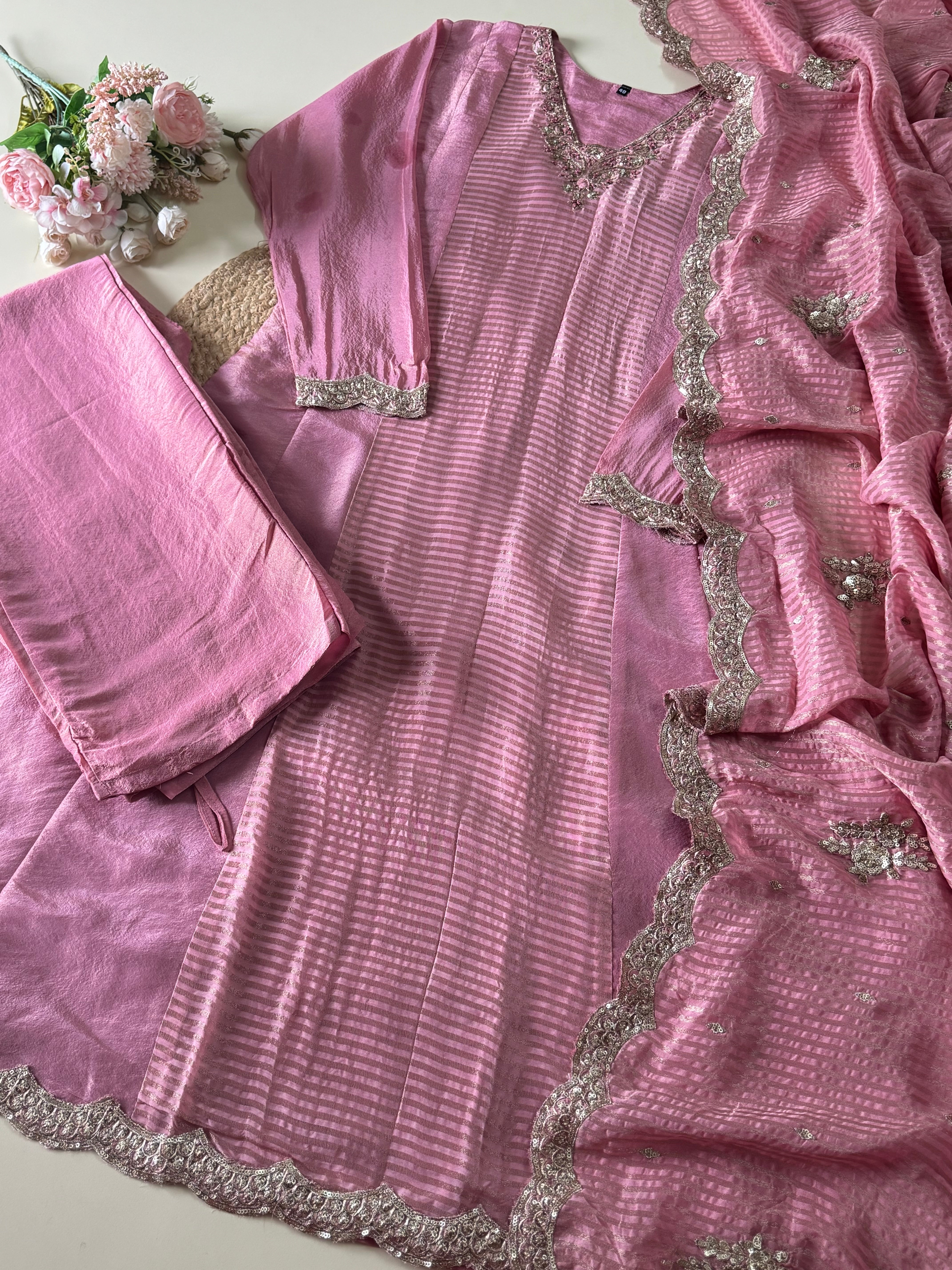 Pure tissue Anarkali ready to wear -3842