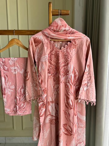 Cotton Casuals with Self Embroidered Dupatta-3907