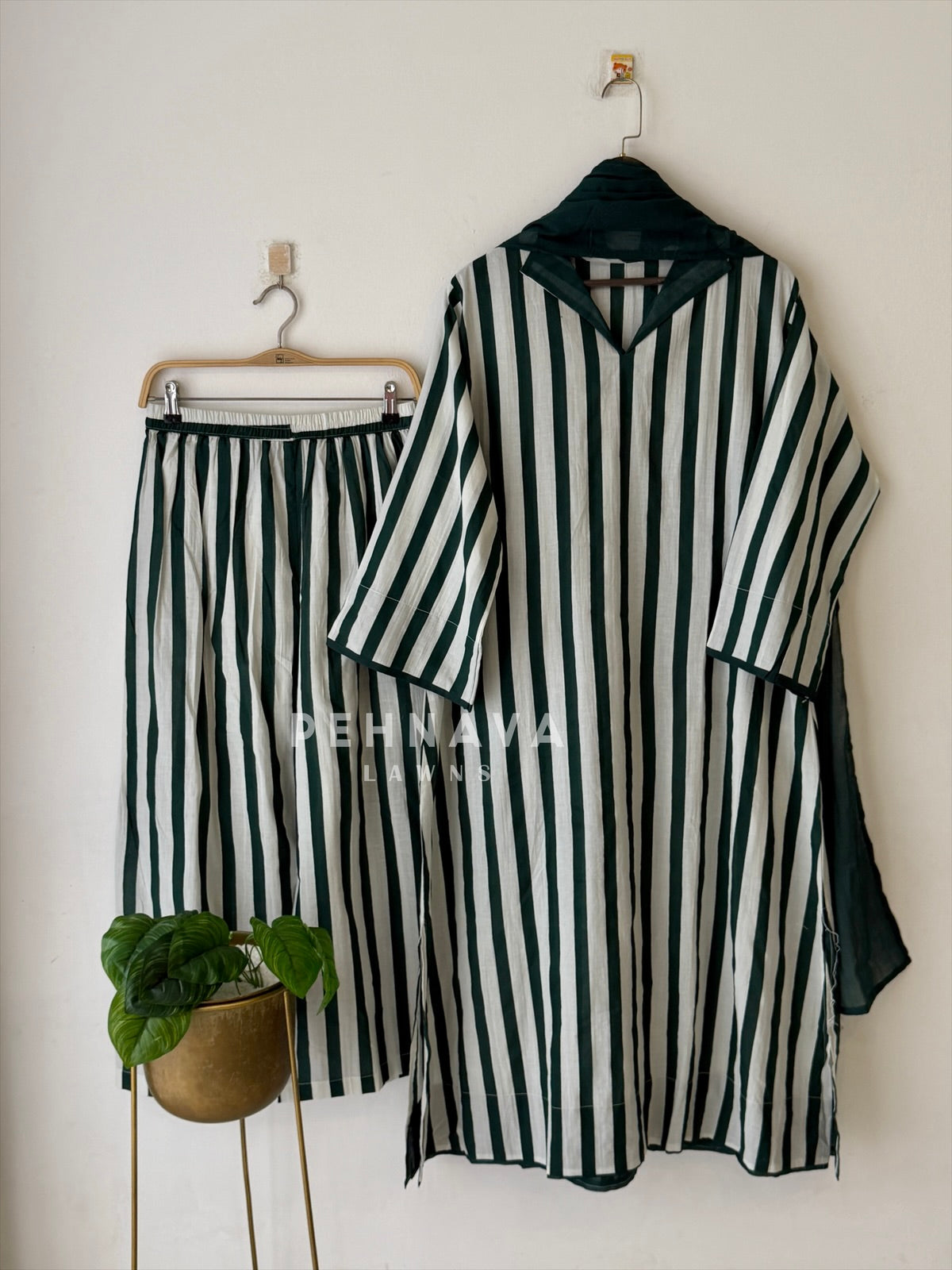 Striped Cotton Suit Set-6106