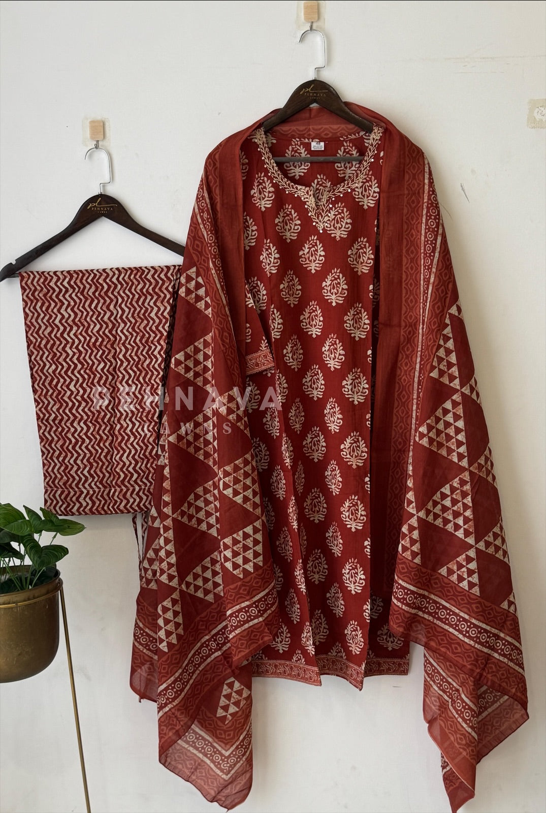 Intricate Block-Printed Cotton Suit Set