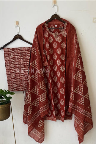 Intricate Block-Printed Cotton Suit Set