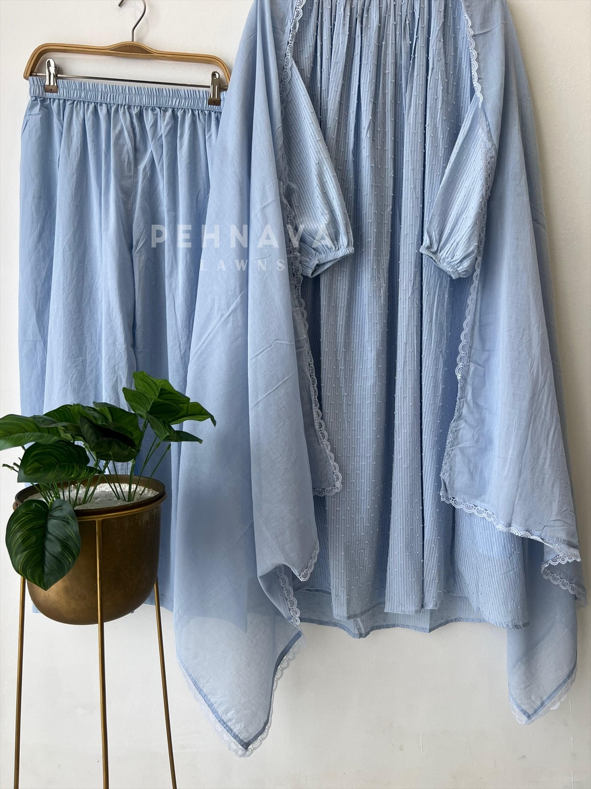 Balloon Sleeve Dobby Cotton  Sui-4024
