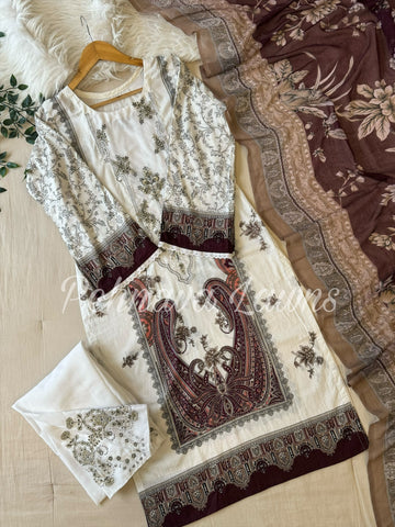 Paki Printed casual suit with chiffon/cotton dupatta -495