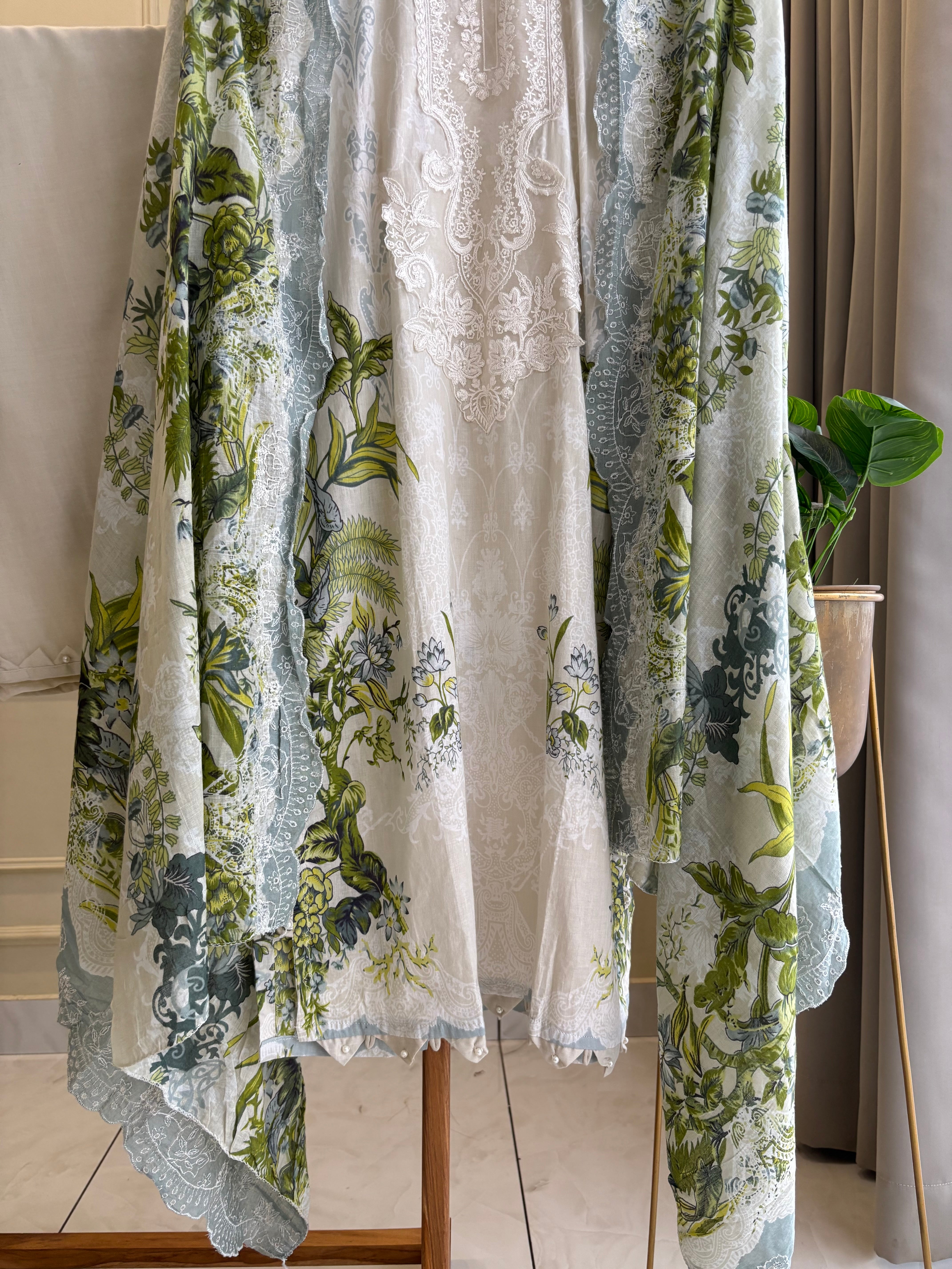 Embellished Floral Cotton Suit-1