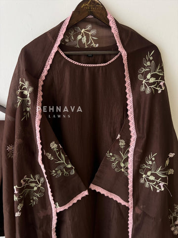 Lace-Trimmed Embroidered Suit-4139 - Pehnava Lawns
