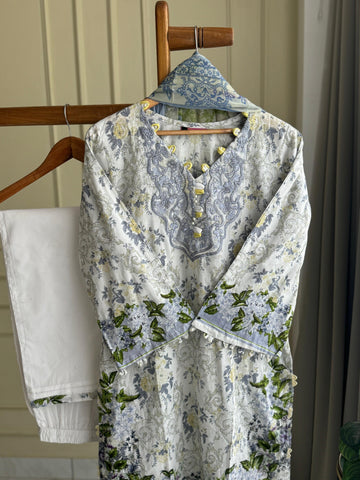 Pastel Floral Kurti Ensemble-1330