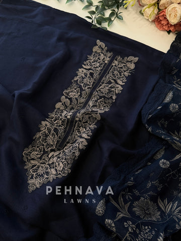 Paisley Embroidered Unstitched Ensemble