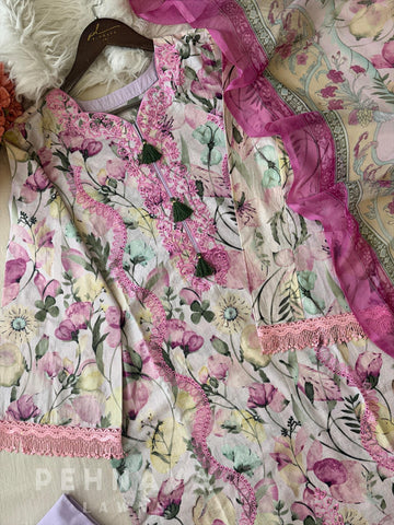 Pink Petal Cotton Ensemble-1404 - Pehnava Lawns