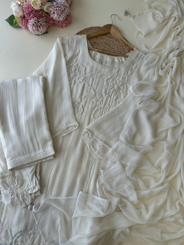 Handworked organza Suit with chiffon dupatta-10024 - Pehnava Lawns
