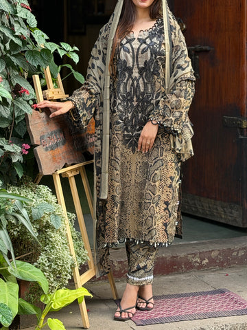 Floral Printed Ethnic Pak-Suit Ft. Chiffon/Cotton Dupatta-224 - Pehnava Lawns