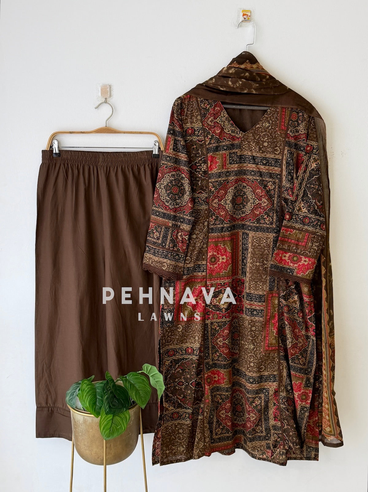 Ajrak Printed Three Piece Set