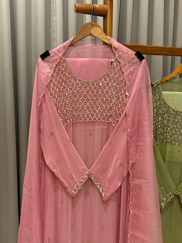 Semi stitched chiffon handwork suit