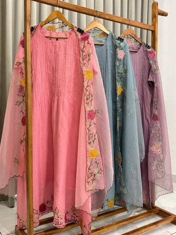 Mul-Cotton Pin-tucks suit- 6399