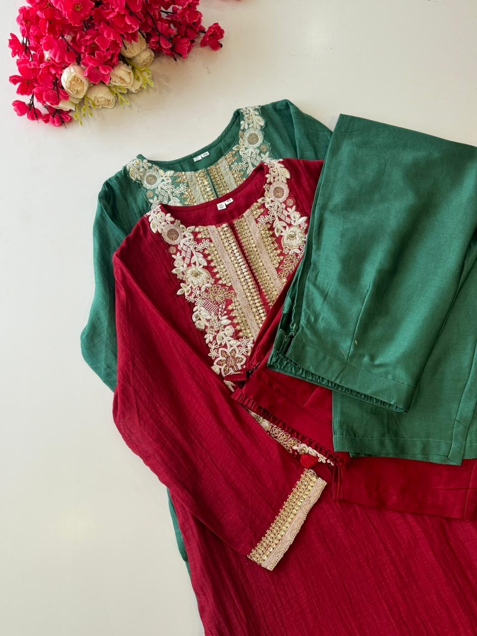 Premium Indo western Mulchanderi Two piece Set