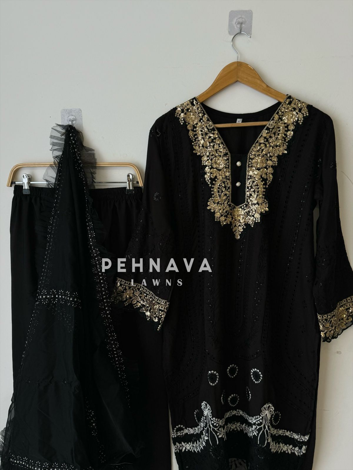 Heavy Embroidered Designer Stylish Tunic-Black