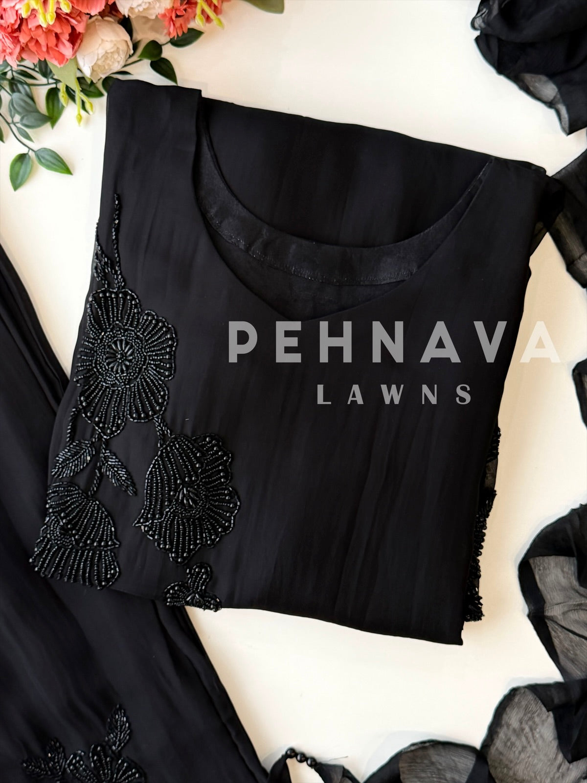 Premium Soft Organza Handworked Suit 10645