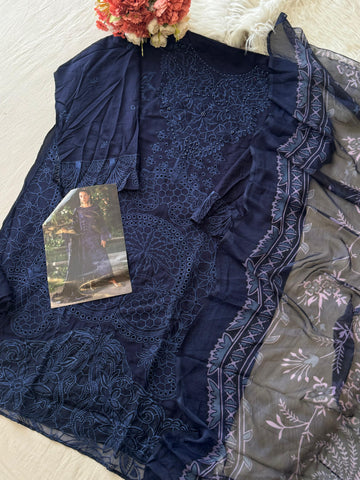 Semi-stitched Embroidered Rayon Suit 1454